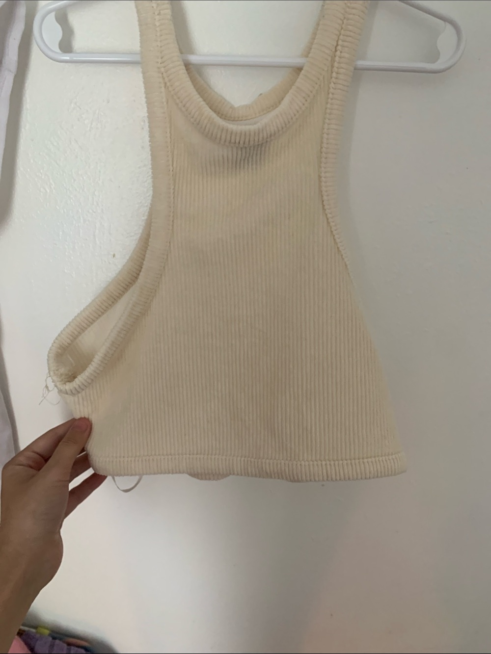 Princess Polly Ribbed Racerback Crop Tank - Cream